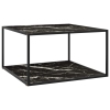 Mesa de centro negra con vidrio de mármol negro 90x90x50 cm