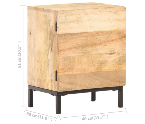 Mesita de noche de madera maciza de mango 40x30x51 cm