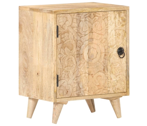 Mesita de noche tallada de madera maciza de mango 40x30x50 cm