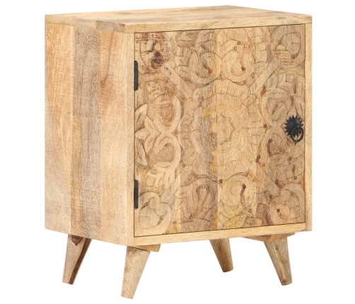 Mesita de noche tallada de madera maciza de mango 40x30x50 cm