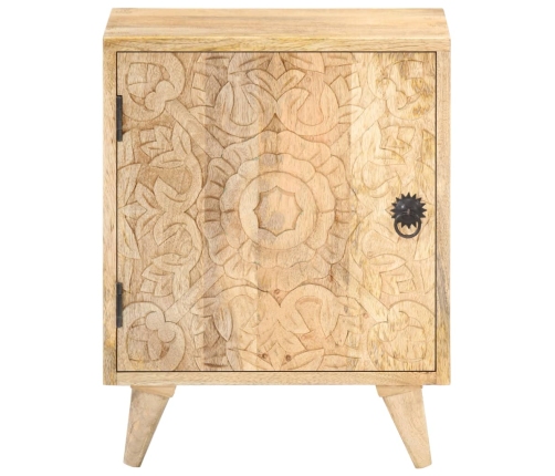 Mesita de noche tallada de madera maciza de mango 40x30x50 cm