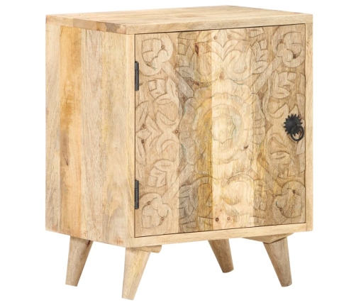 Mesita de noche tallada de madera maciza de mango 40x30x50 cm