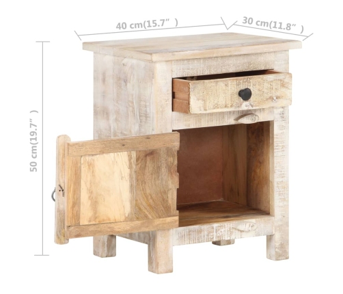 Mesita de noche de madera de acacia rugosa 40x30x50 cm