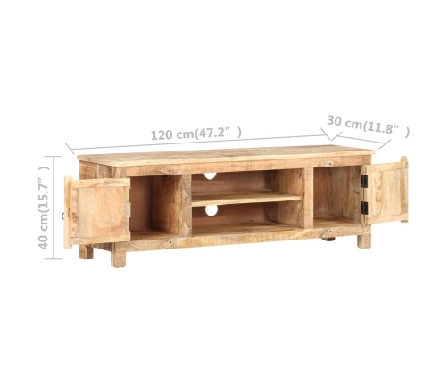 Mueble para TV de madera maciza de mango rugosa 120x30x40 cm