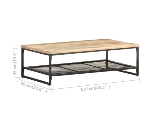 Mesa de centro de madera maciza de mango 110x60x35 cm