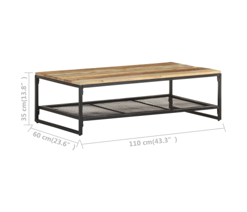 Mesa de centro de madera maciza reciclada 110x60x35 cm