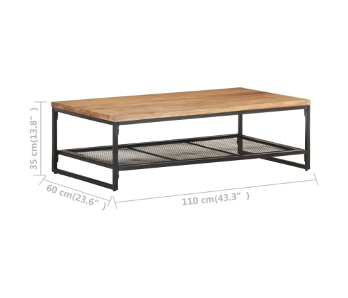 Mesa de centro de madera maciza de acacia 110x60x35 cm