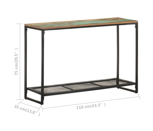 Mesa consola de madera maciza reciclada 110x35x75 cm