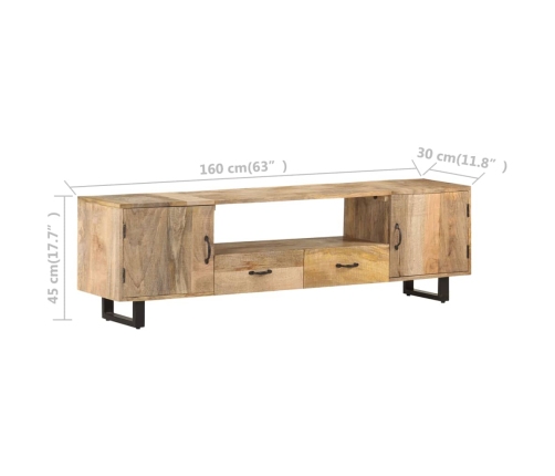 Mueble para la TV de madera maciza de mango 160x30x45 cm