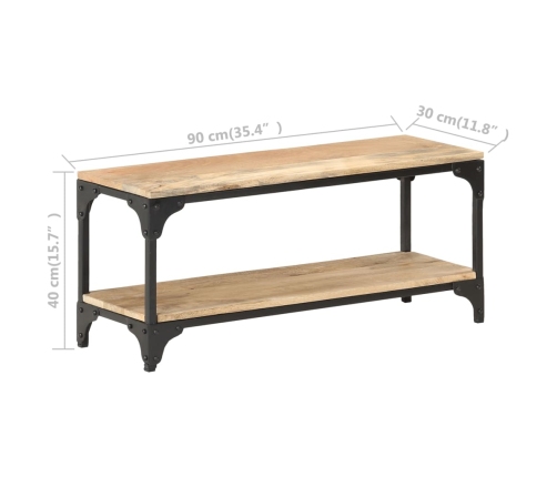 Mesa de centro de madera maciza de mango 90x30x40 cm