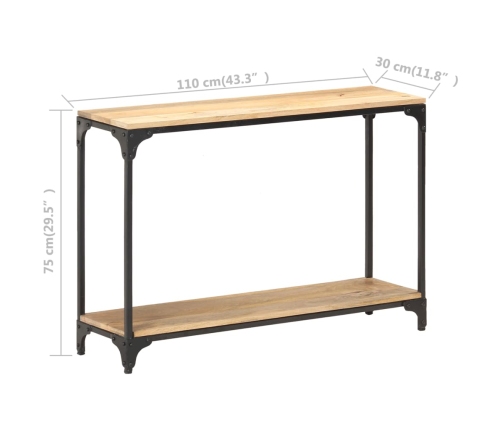 Mesa consola de madera maciza de mango 110x30x75 cm