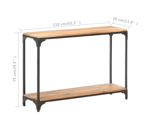 Mesa consola de madera maciza de acacia 110x30x75 cm