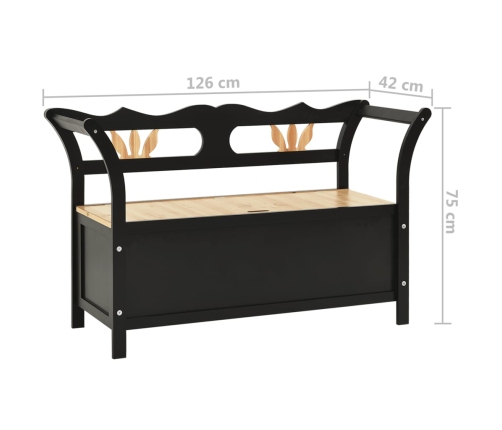 Banco de almacenaje 126 cm madera maciza de abeto negro