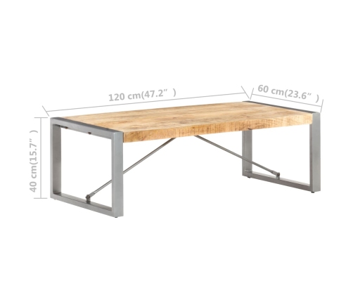 Mesa de centro madera de mango rugosa 120x60x40 cm