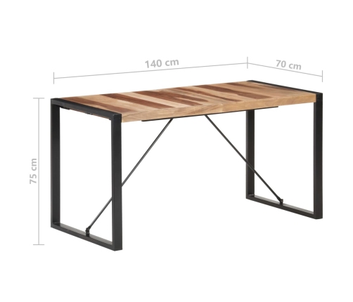 vidaXL Mesa de comedor 140x70x75 cm madera maciza acabado de sheesham