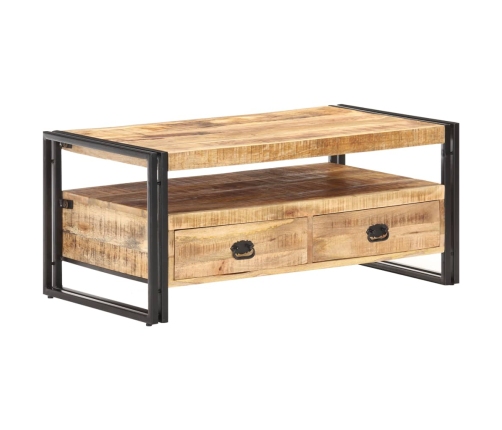 Mesa de centro de madera de mango rugosa 100x55x45 cm