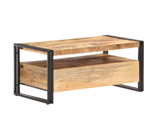 Mesa de centro de madera de mango rugosa 100x55x45 cm