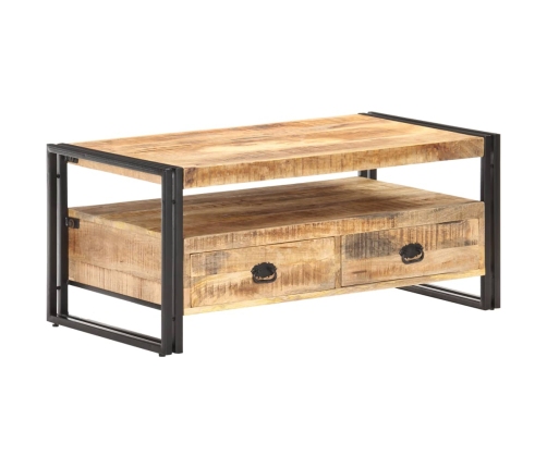 Mesa de centro de madera de mango rugosa 100x55x45 cm