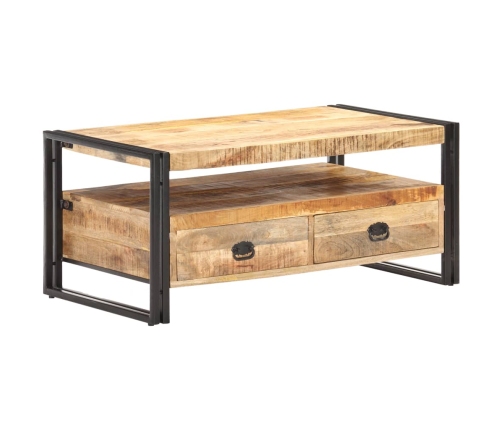 Mesa de centro de madera de mango rugosa 100x55x45 cm