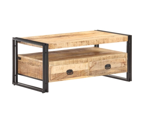 Mesa de centro de madera de mango rugosa 100x55x45 cm