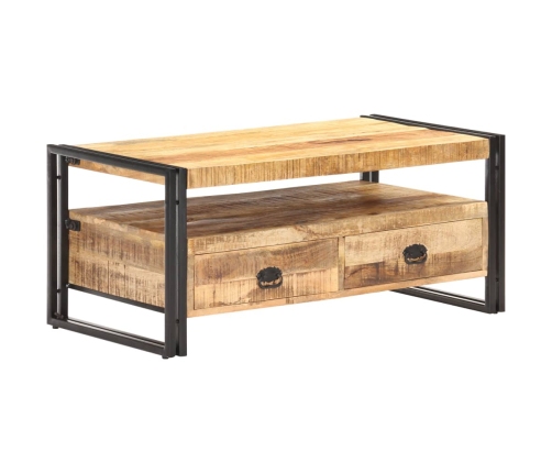 Mesa de centro de madera de mango rugosa 100x55x45 cm