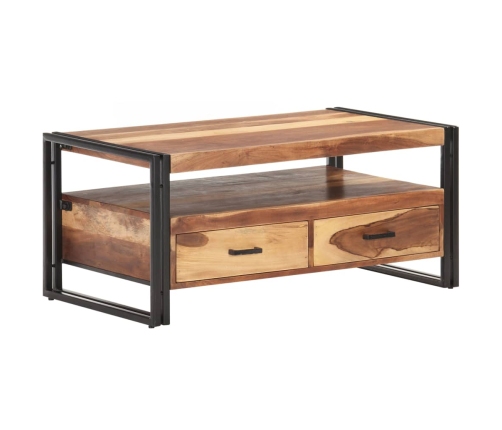 Mesa de centro de madera maciza de acacia 100x55x45 cm