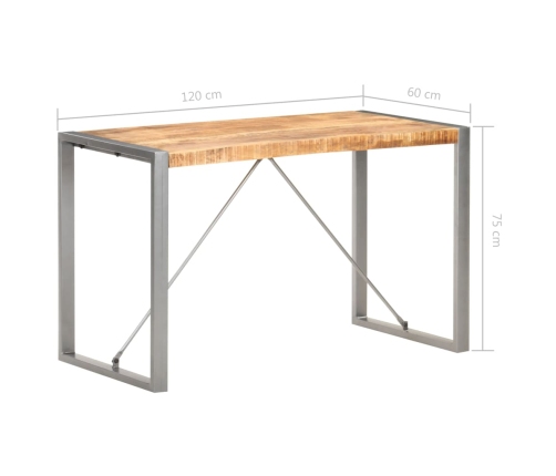 vidaXL Mesa de comedor madera maciza de mango rugosa 120x60x75 cm