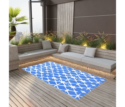 Alfombra de exterior ARAKIL azul y blanca 80x150 cm PP