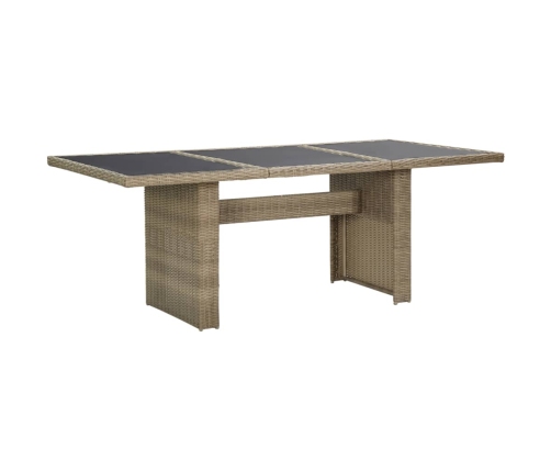 Mesa de comedor jardín vidrio y ratán PE marrón 200x100x74 cm