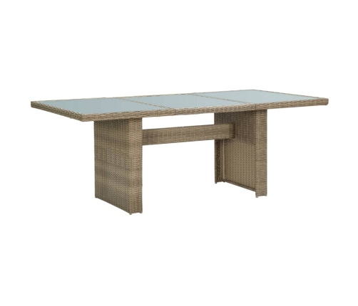 Mesa de comedor jardín vidrio y ratán PE marrón 200x100x74 cm