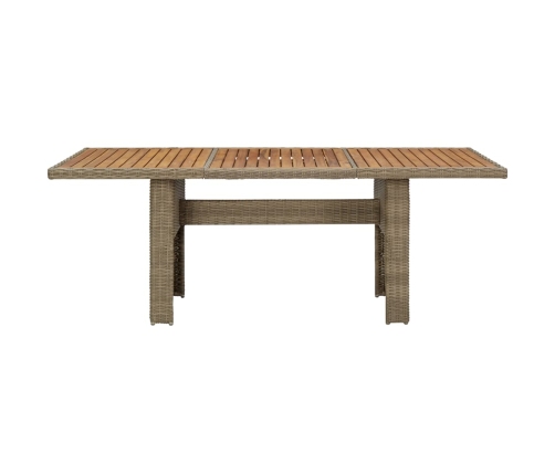 Mesa de comedor de jardín ratán sintético marrón 200x100x74 cm