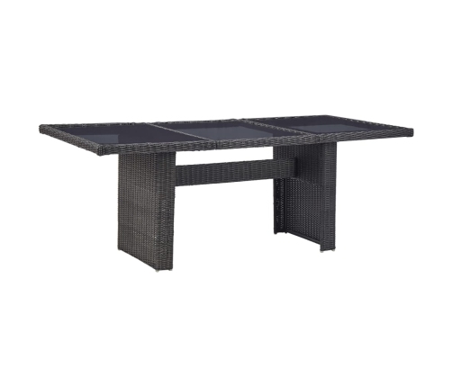 vidaXL Mesa comedor jardín vidrio ratán sintético negro 200x100x74 cm