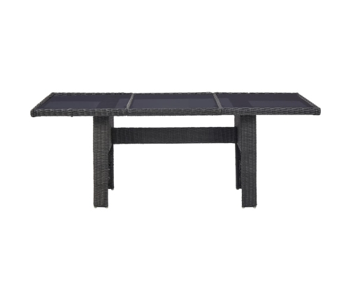 vidaXL Mesa comedor jardín vidrio ratán sintético negro 200x100x74 cm