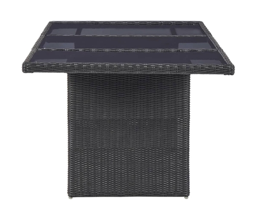 vidaXL Mesa comedor jardín vidrio ratán sintético negro 200x100x74 cm