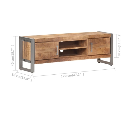 Mueble para TV de madera maciza de mango rugosa 120x30x40 cm