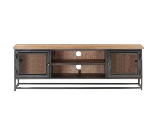 Mueble para TV madera maciza de acacia y acero gris 120x30x40cm