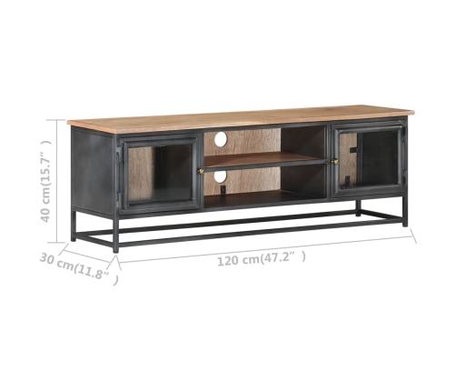 Mueble para TV madera maciza de acacia y acero gris 120x30x40cm