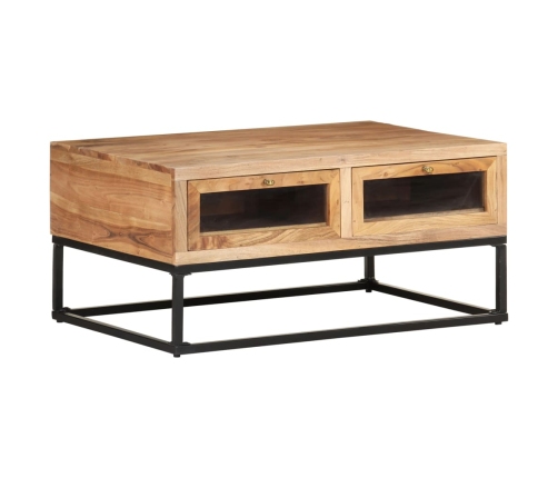 Mesa de centro de madera maciza de acacia 90x60x40 cm