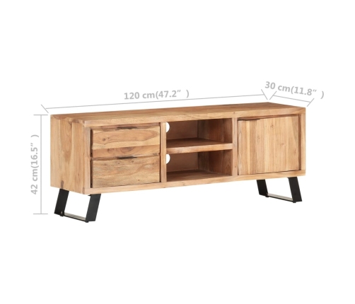 Mueble de TV madera maciza acacia borde natural 120x30x42 cm