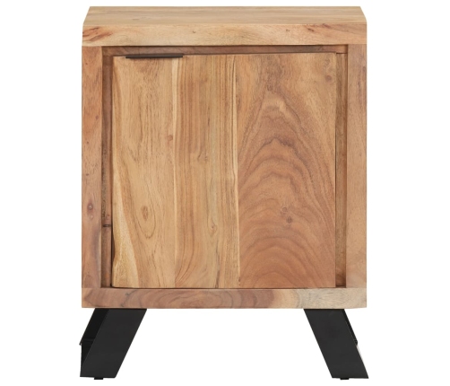 Mesita de noche madera maciza acacia borde natural 40x30x50 cm