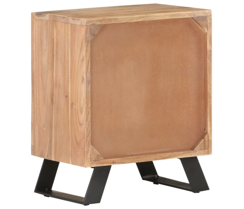 Mesita de noche madera maciza acacia borde natural 40x30x50 cm