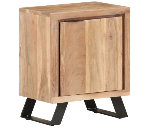 Mesita de noche madera maciza acacia borde natural 40x30x50 cm