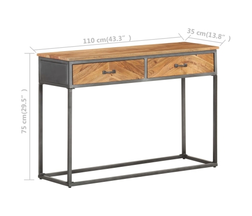 Mesa consola de madera maciza de acacia 110x35x75 cm