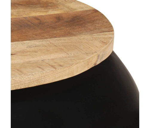 vidaXL Mesa de centro de madera maciza de mango negra 68x68x30 cm