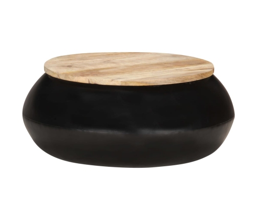 vidaXL Mesa de centro de madera maciza de mango negra 68x68x30 cm