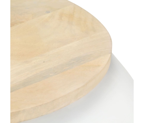 Mesa de centro de madera maciza de mango blanca 68x68x30 cm