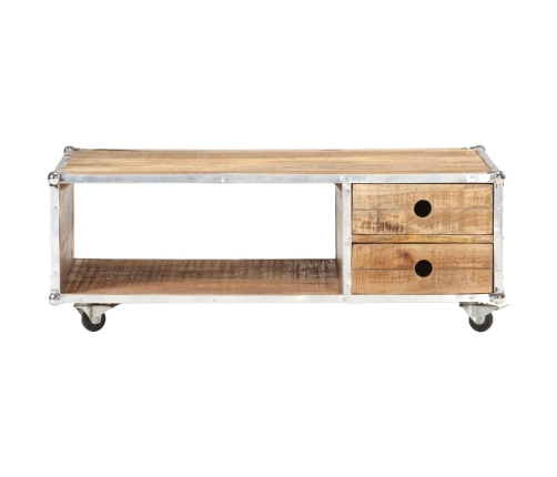 Mesa de centro de madera maciza de mango rugosa 89x59x33 cm