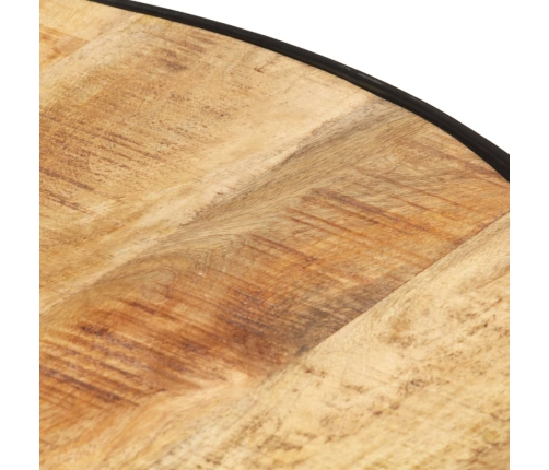 Mesa de centro madera maciza de mango rugosa negra 68x68x36 cm