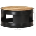 Mesa de centro madera maciza de mango rugosa negra 68x68x36 cm