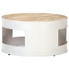 Mesa de centro de madera de mango maciza blanca 68x68x36 cm